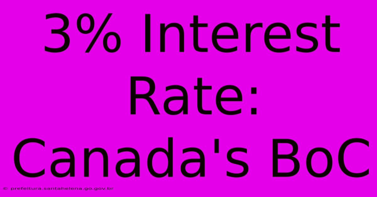 3% Interest Rate: Canada's BoC