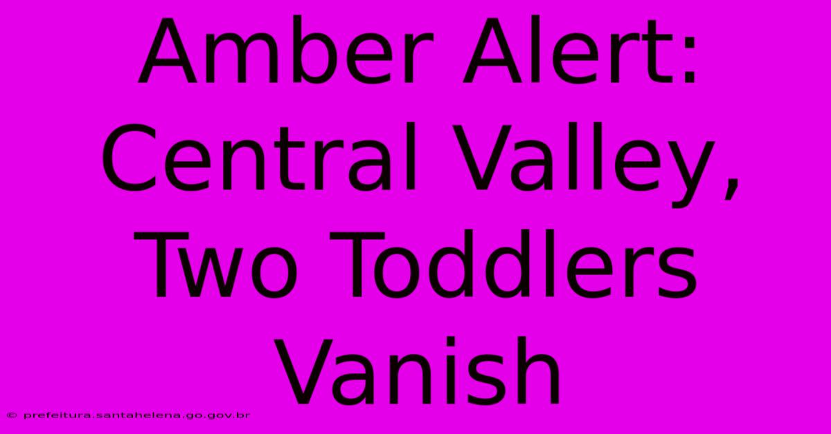 Amber Alert: Central Valley, Two Toddlers Vanish