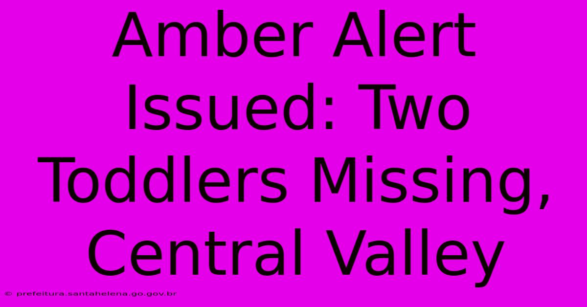 Amber Alert Issued: Two Toddlers Missing, Central Valley