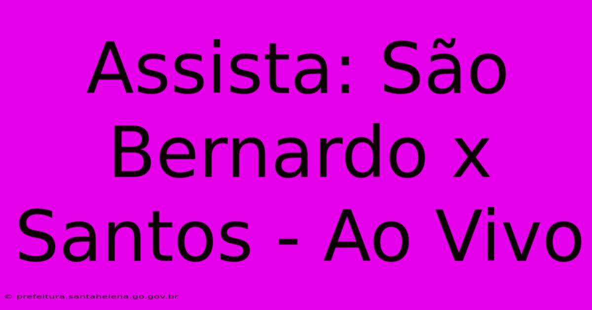 Assista: São Bernardo X Santos - Ao Vivo