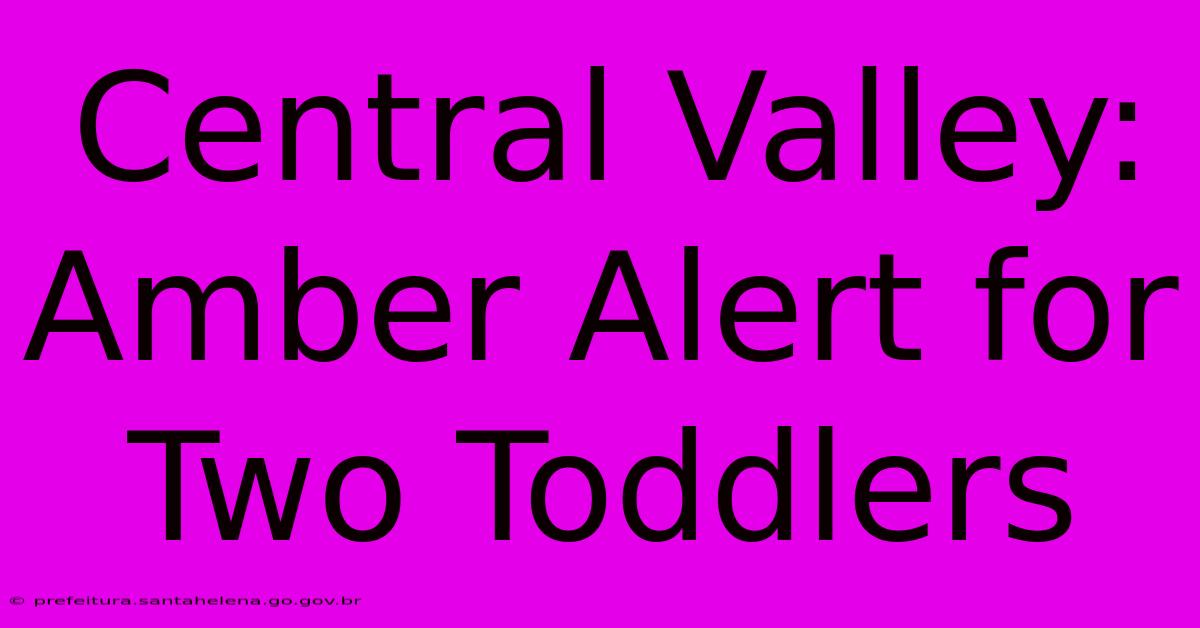 Central Valley: Amber Alert For Two Toddlers