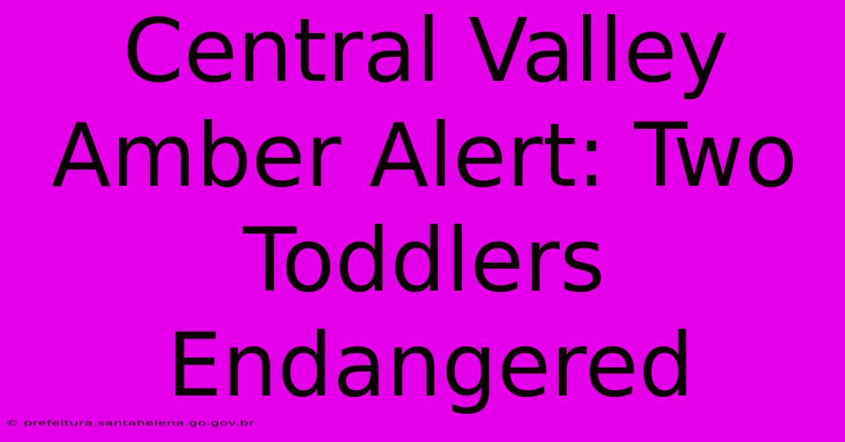 Central Valley Amber Alert: Two Toddlers Endangered