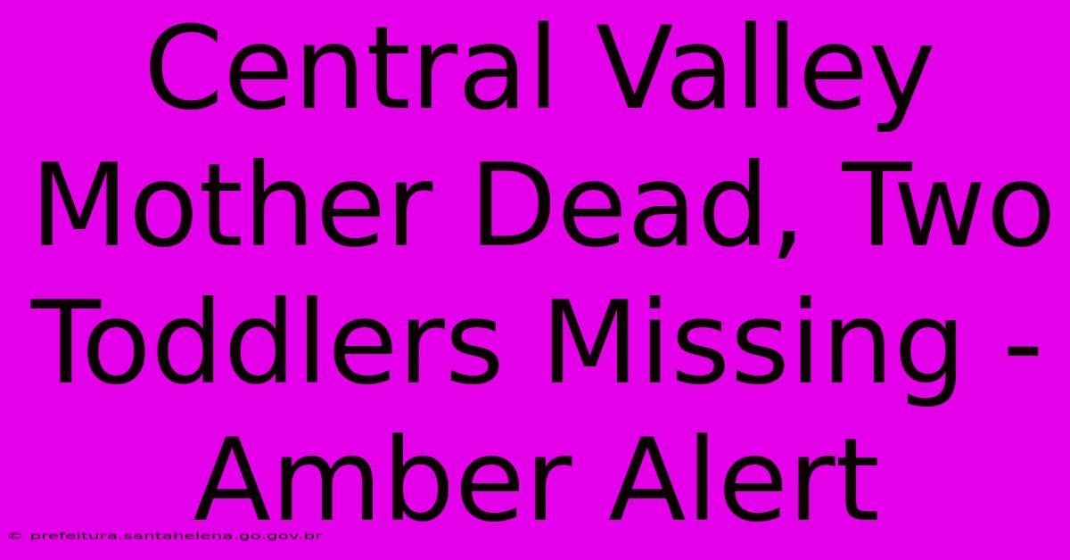 Central Valley Mother Dead, Two Toddlers Missing - Amber Alert