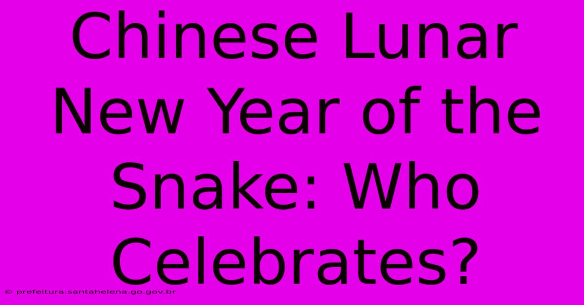 Chinese Lunar New Year Of The Snake: Who Celebrates?