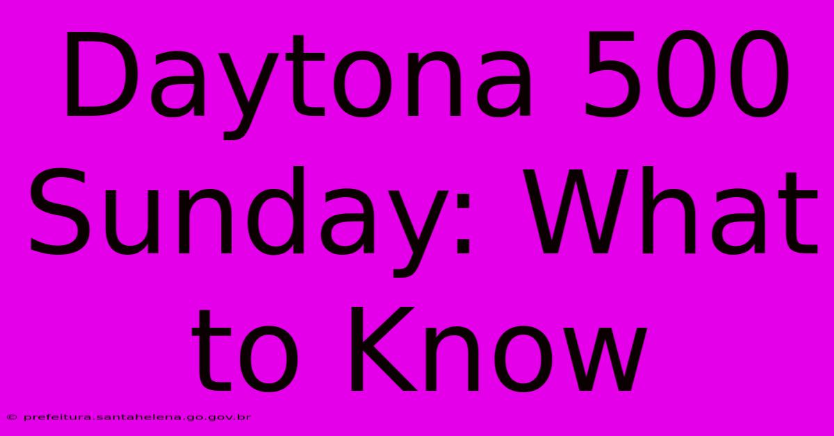 Daytona 500 Sunday: What To Know Daytona 500 Sunday: What To Know