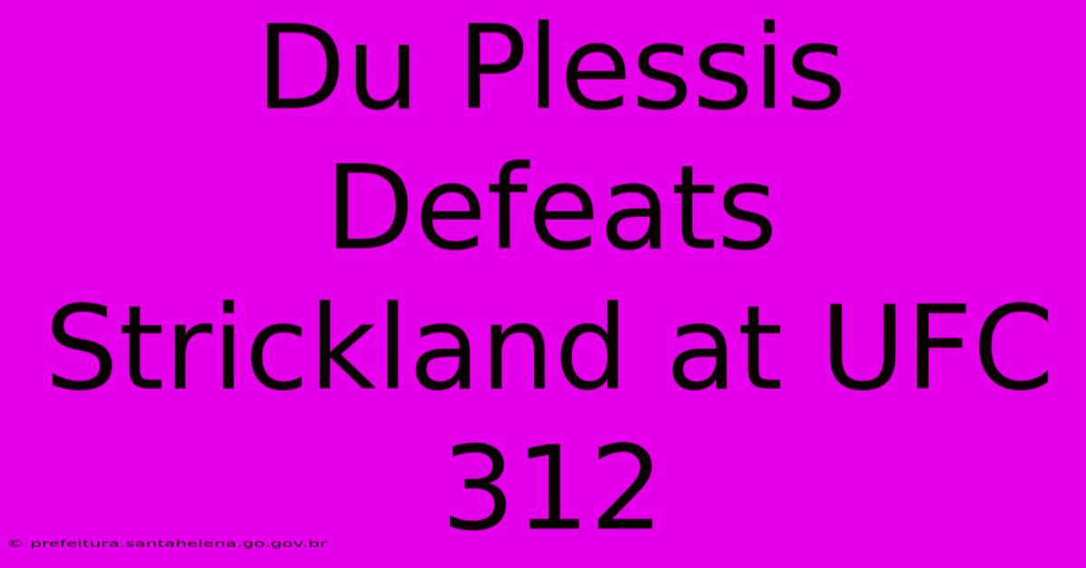 Du Plessis Defeats Strickland At UFC 312 Du Plessis Defeats Strickland At UFC 312