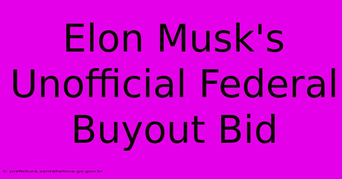 Elon Musk's Unofficial Federal Buyout Bid