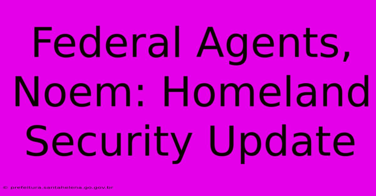 Federal Agents, Noem: Homeland Security Update