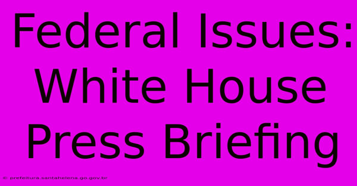 Federal Issues: White House Press Briefing