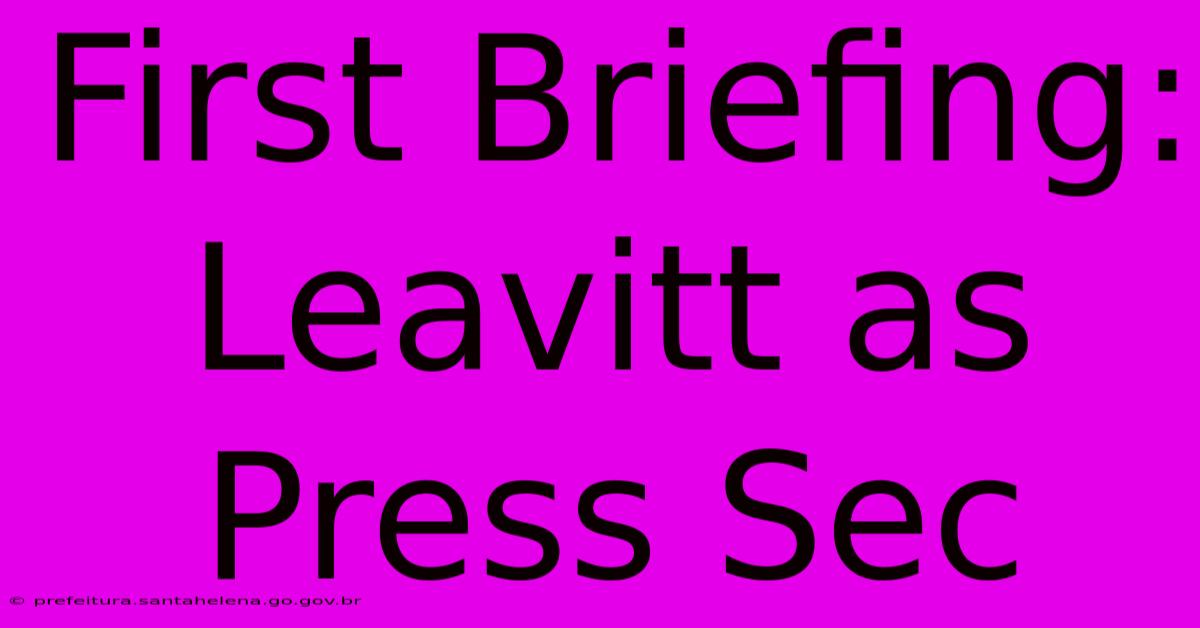 First Briefing: Leavitt As Press Sec