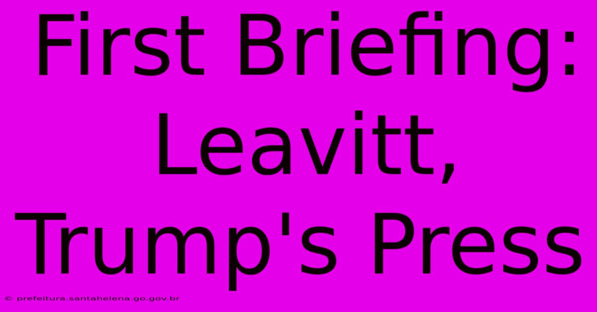 First Briefing: Leavitt, Trump's Press