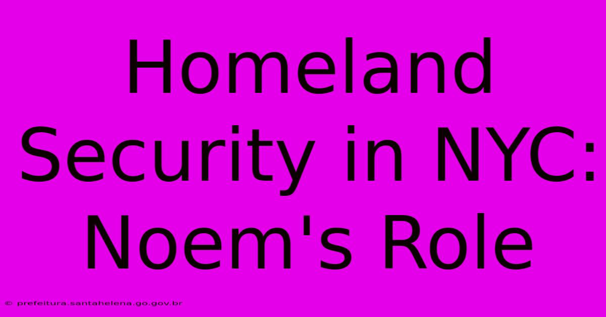 Homeland Security In NYC: Noem's Role