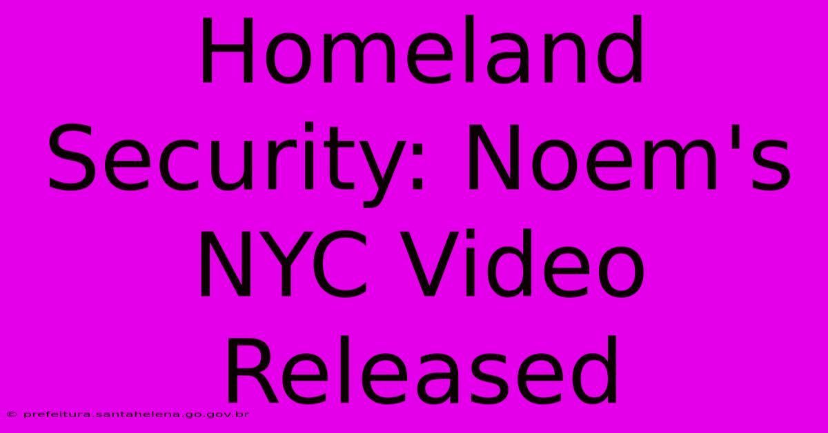 Homeland Security: Noem's NYC Video Released