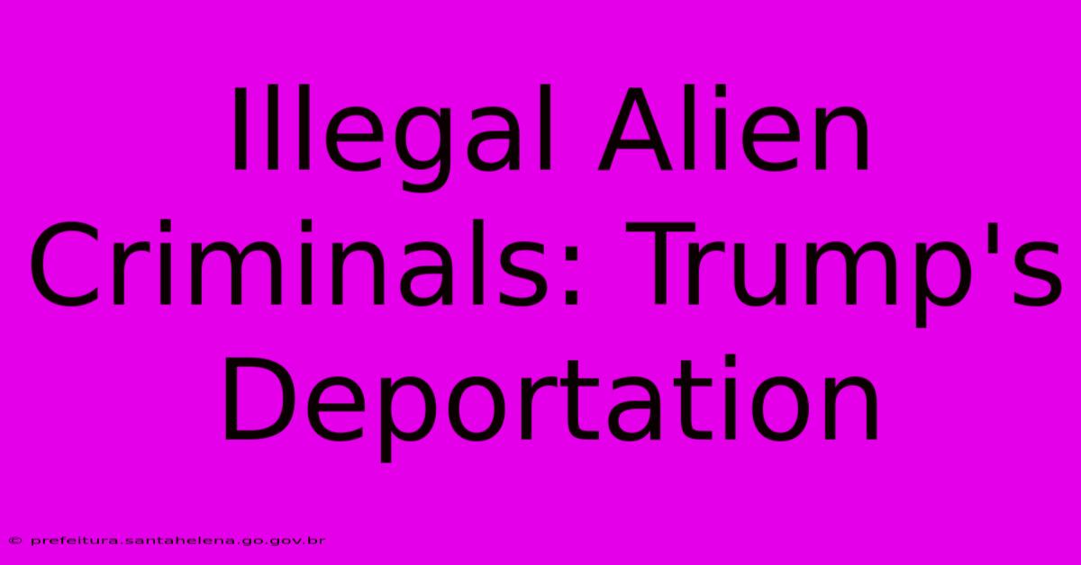 Illegal Alien Criminals: Trump's Deportation