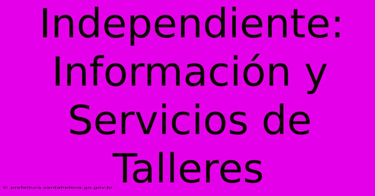 Independiente:  Información Y Servicios De Talleres