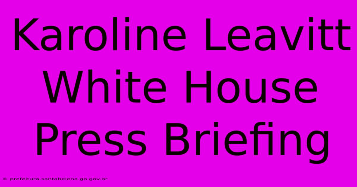 Karoline Leavitt White House Press Briefing