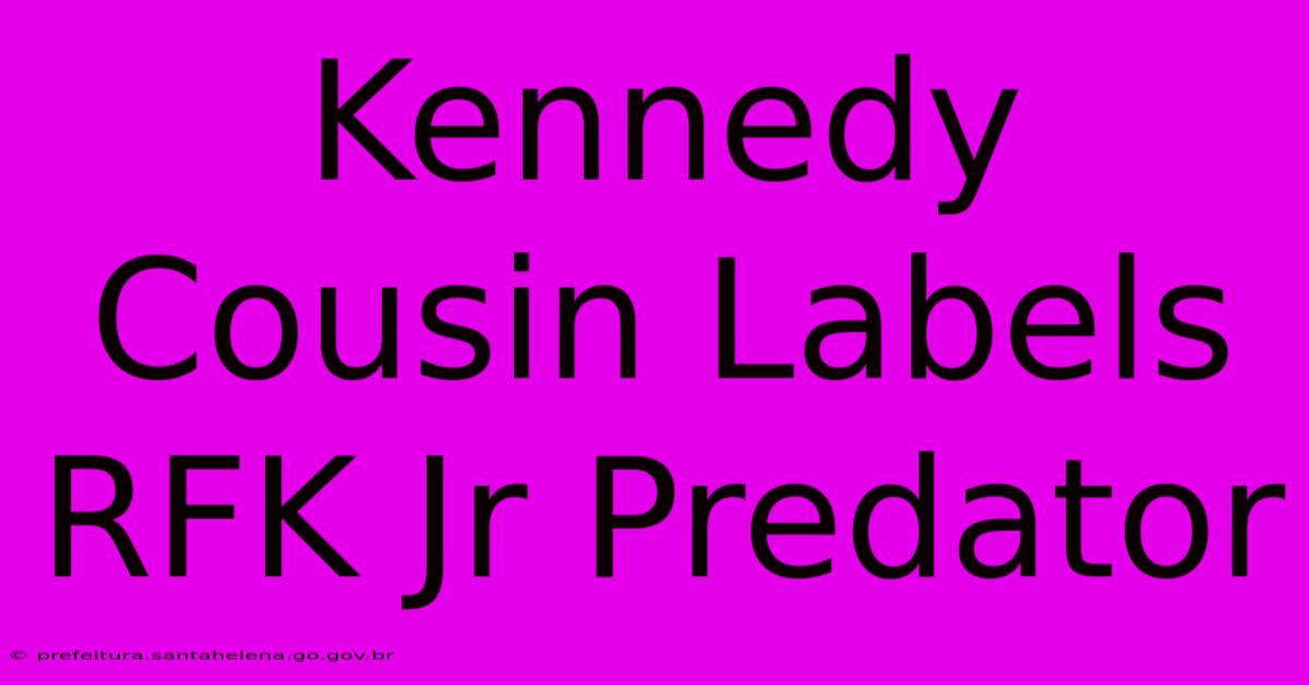 Kennedy Cousin Labels RFK Jr Predator