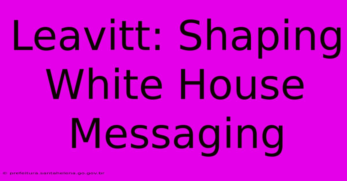 Leavitt: Shaping White House Messaging