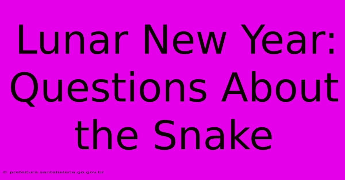 Lunar New Year: Questions About The Snake