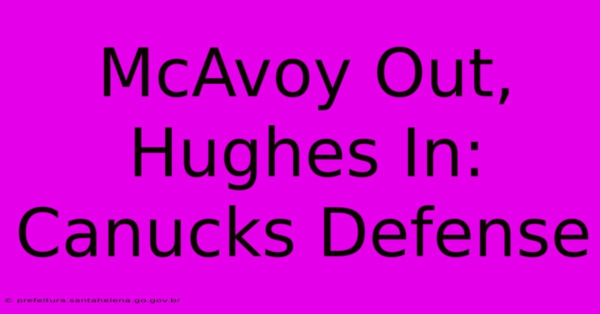 McAvoy Out, Hughes In: Canucks Defense McAvoy Out, Hughes In: Canucks Defense