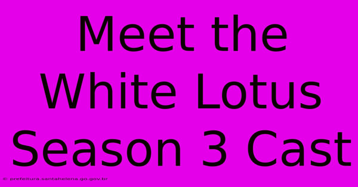 Meet The White Lotus Season 3 Cast Meet The White Lotus Season 3 Cast