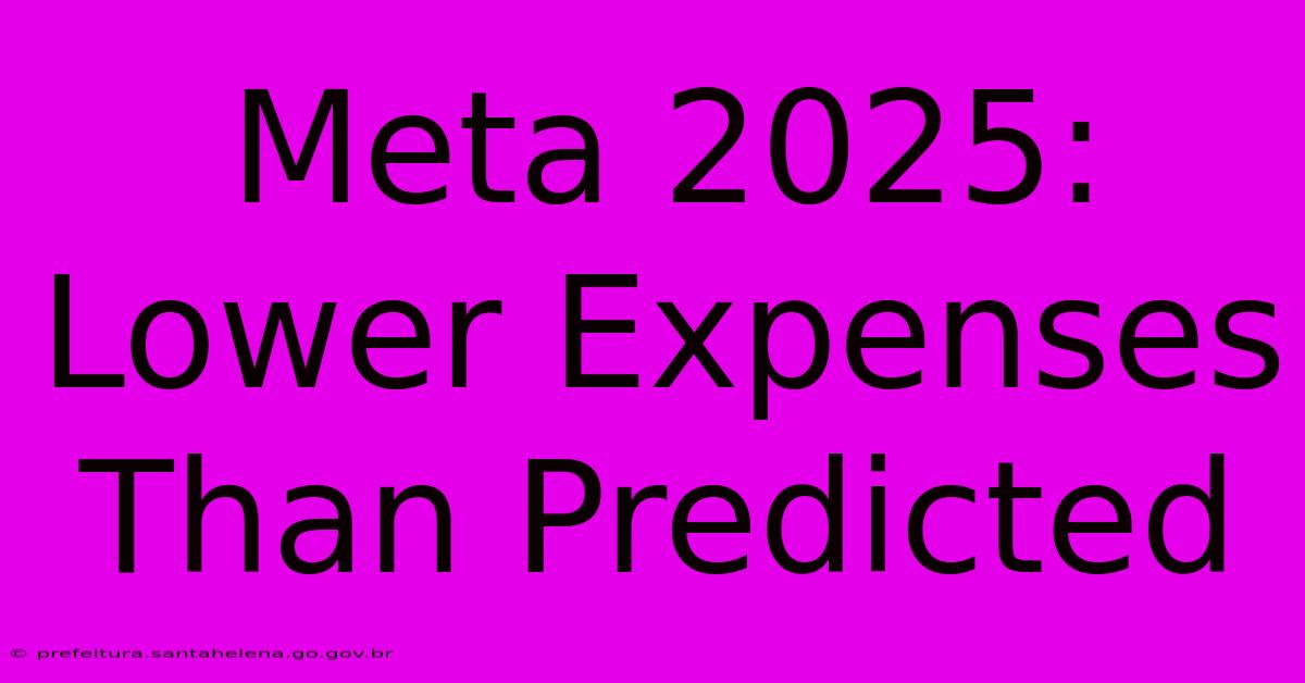 Meta 2025: Lower Expenses Than Predicted