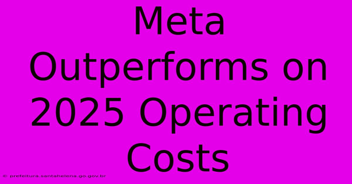 Meta Outperforms On 2025 Operating Costs