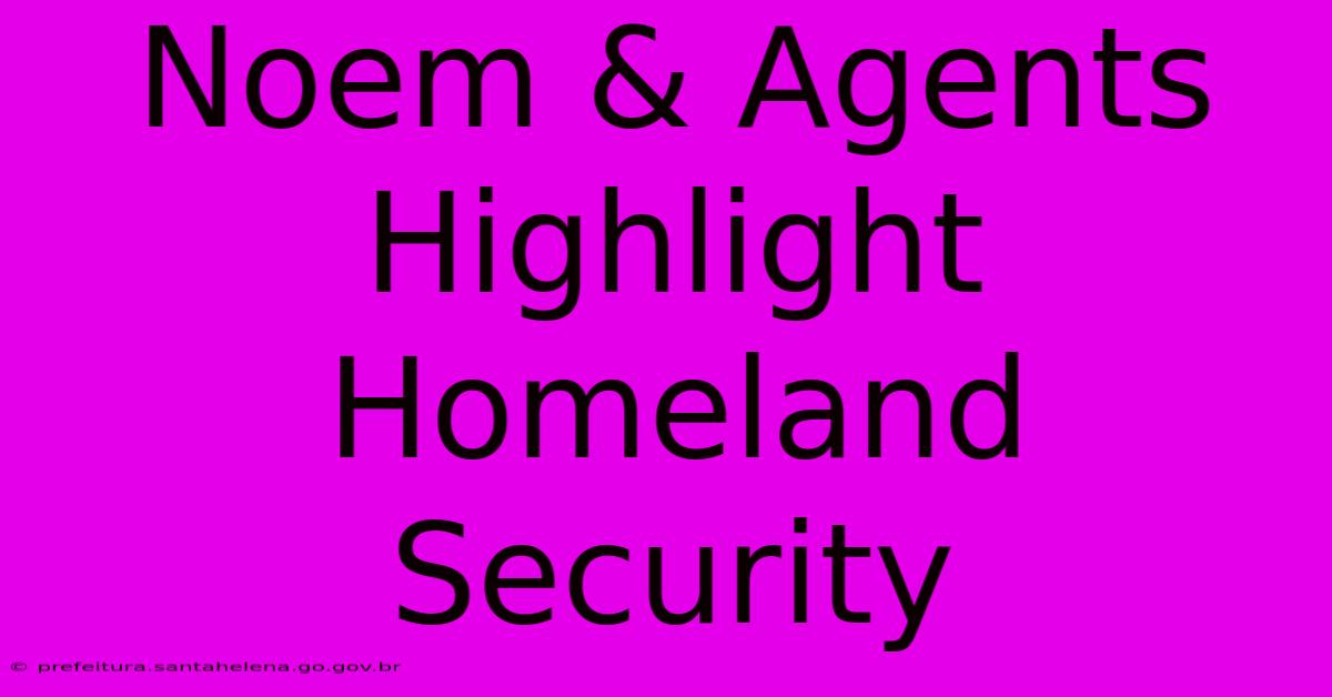 Noem & Agents Highlight Homeland Security