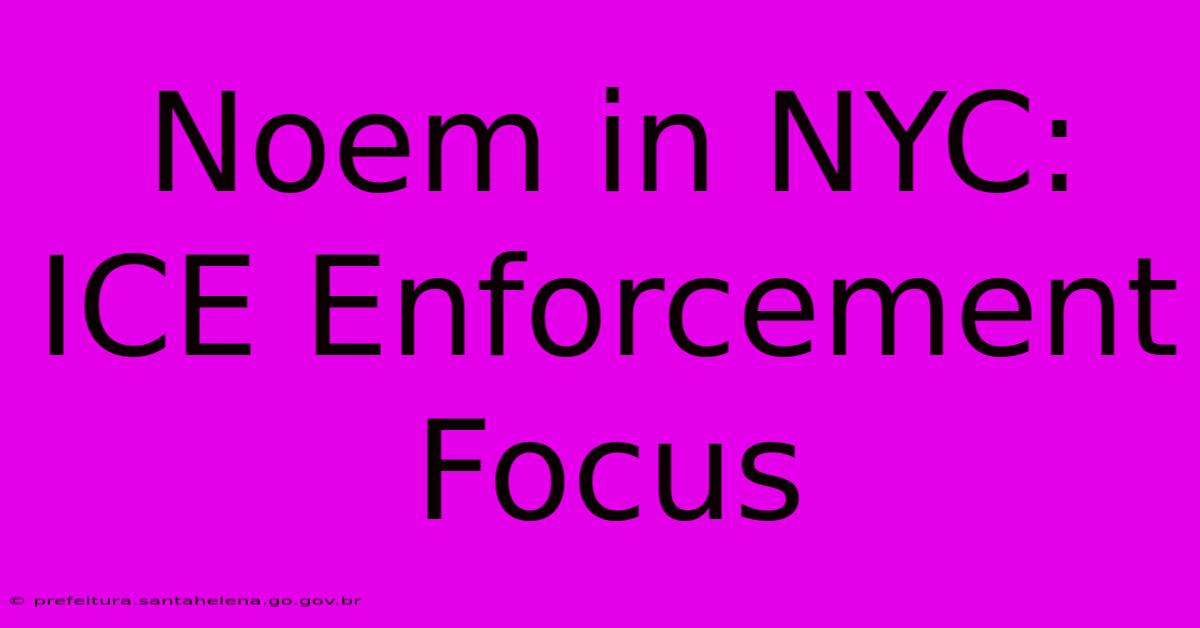 Noem In NYC: ICE Enforcement Focus