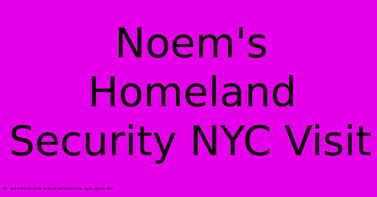 Noem's Homeland Security NYC Visit