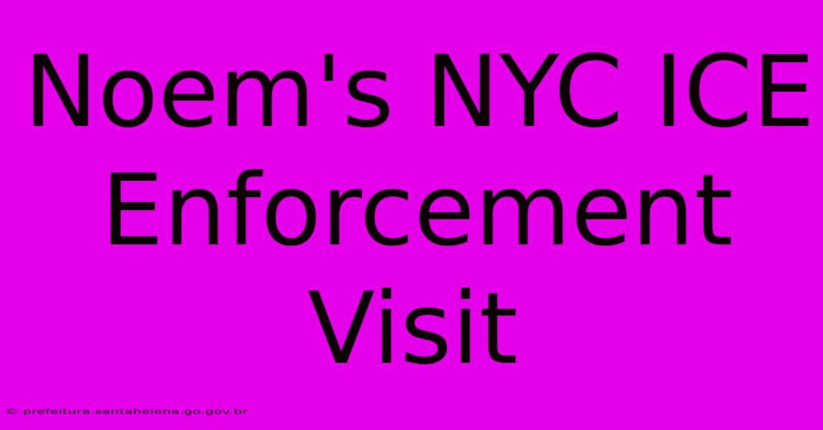 Noem's NYC ICE Enforcement Visit