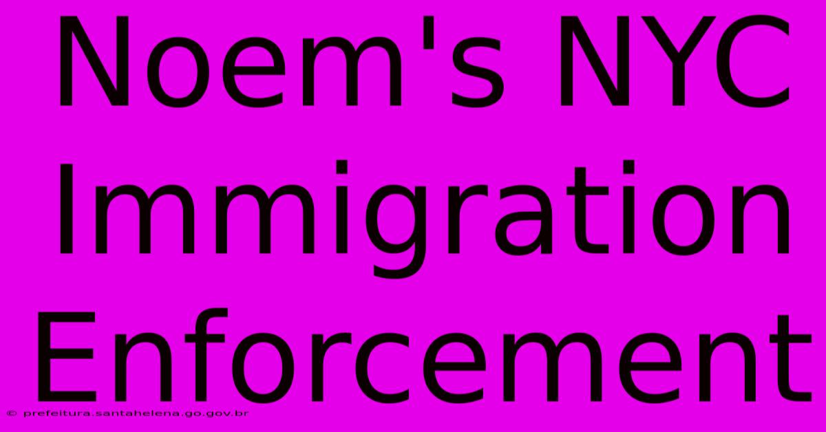 Noem's NYC Immigration Enforcement