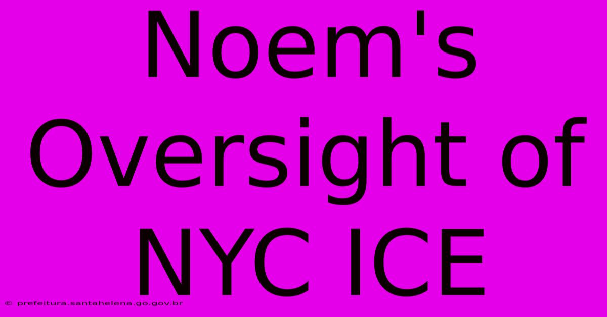 Noem's Oversight Of NYC ICE