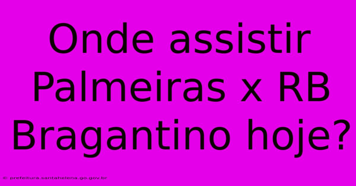 Onde Assistir Palmeiras X RB Bragantino Hoje?