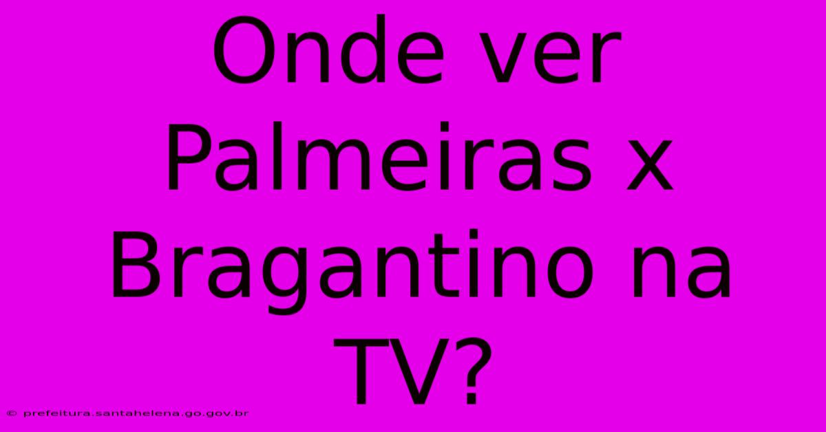 Onde Ver Palmeiras X Bragantino Na TV?