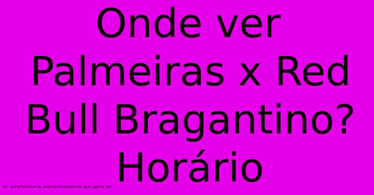 Onde Ver Palmeiras X Red Bull Bragantino? Horário