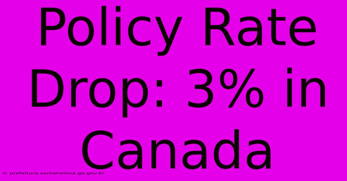 Policy Rate Drop: 3% In Canada