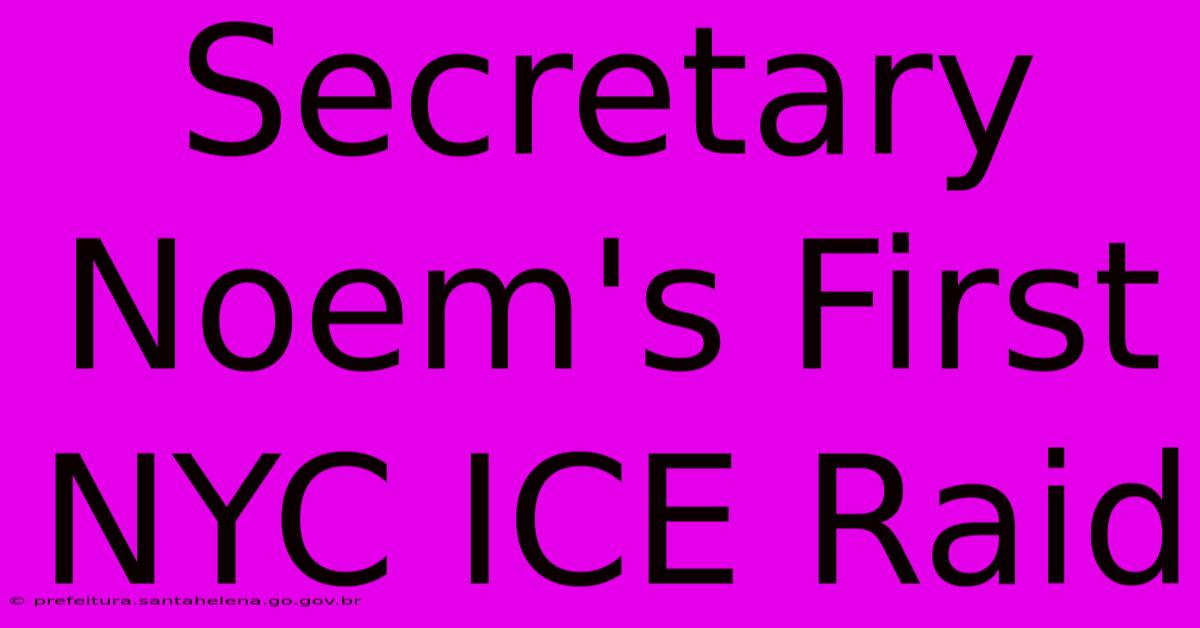 Secretary Noem's First NYC ICE Raid