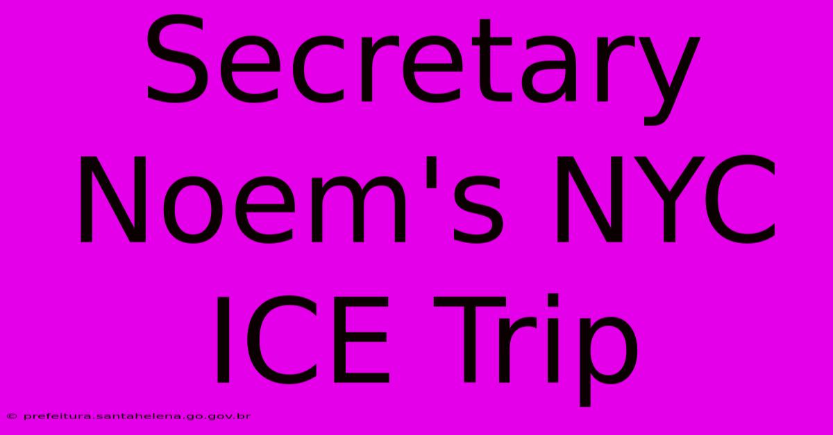 Secretary Noem's NYC ICE Trip