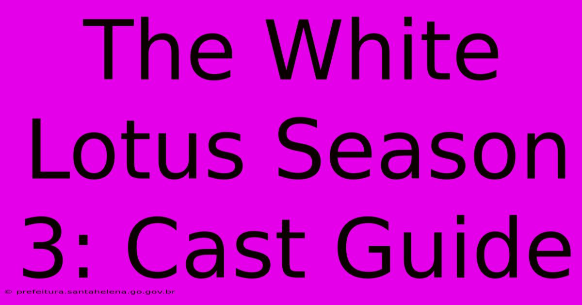 The White Lotus Season 3: Cast Guide The White Lotus Season 3: Cast Guide