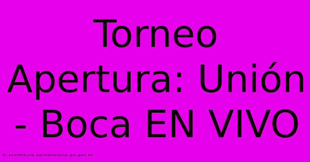 Torneo Apertura: Unión - Boca EN VIVO