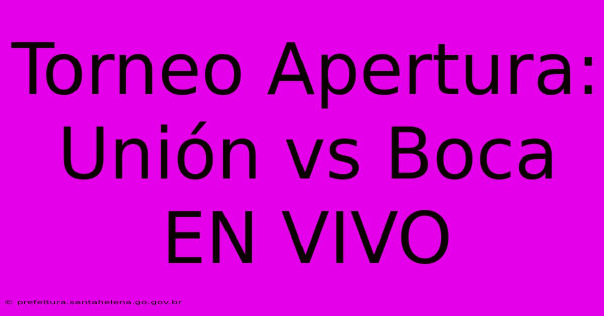 Torneo Apertura: Unión Vs Boca EN VIVO