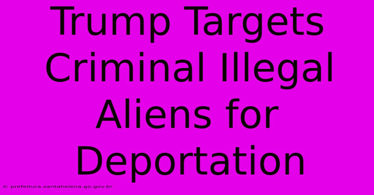 Trump Targets Criminal Illegal Aliens For Deportation