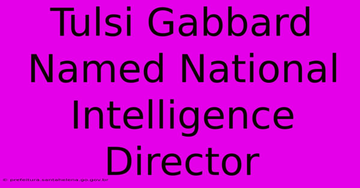 Tulsi Gabbard Named National Intelligence Director Tulsi Gabbard Named National Intelligence Director
