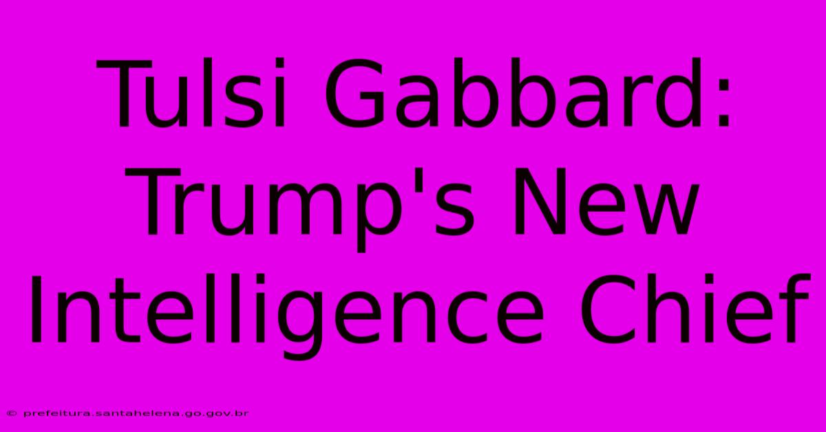 Tulsi Gabbard: Trump's New Intelligence Chief Tulsi Gabbard: Trump's New Intelligence Chief