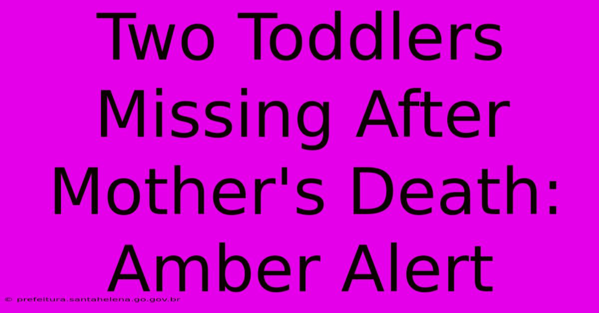 Two Toddlers Missing After Mother's Death: Amber Alert