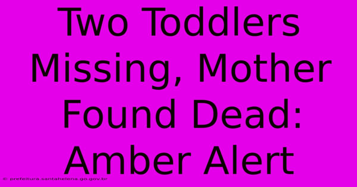 Two Toddlers Missing, Mother Found Dead: Amber Alert