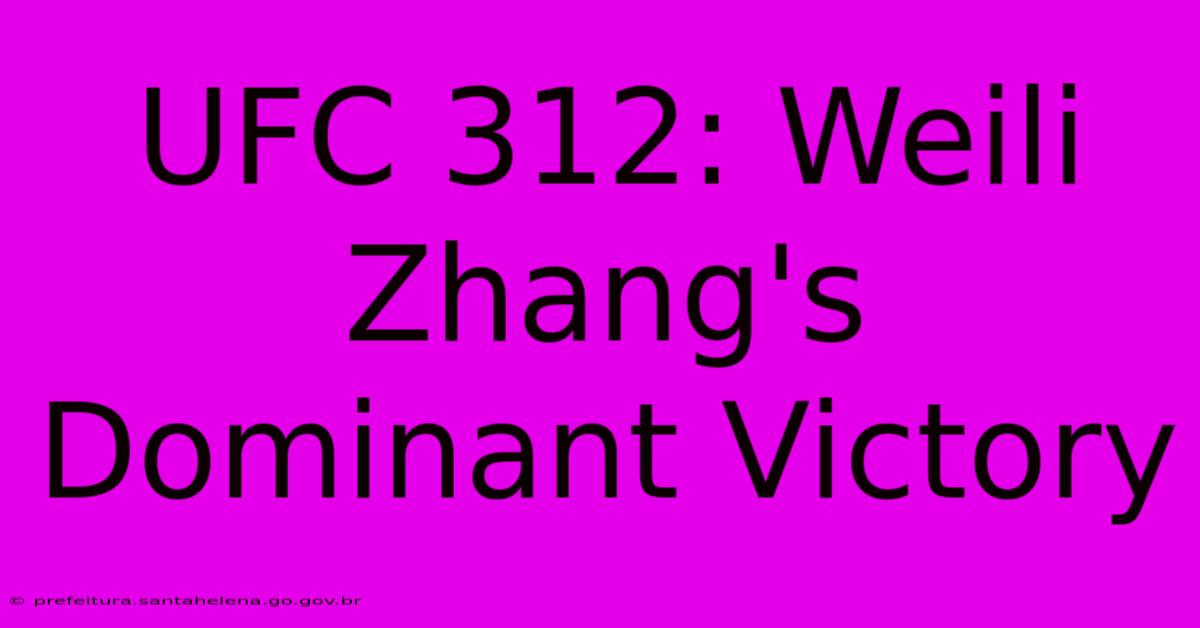 UFC 312: Weili Zhang's Dominant Victory UFC 312: Weili Zhang's Dominant Victory