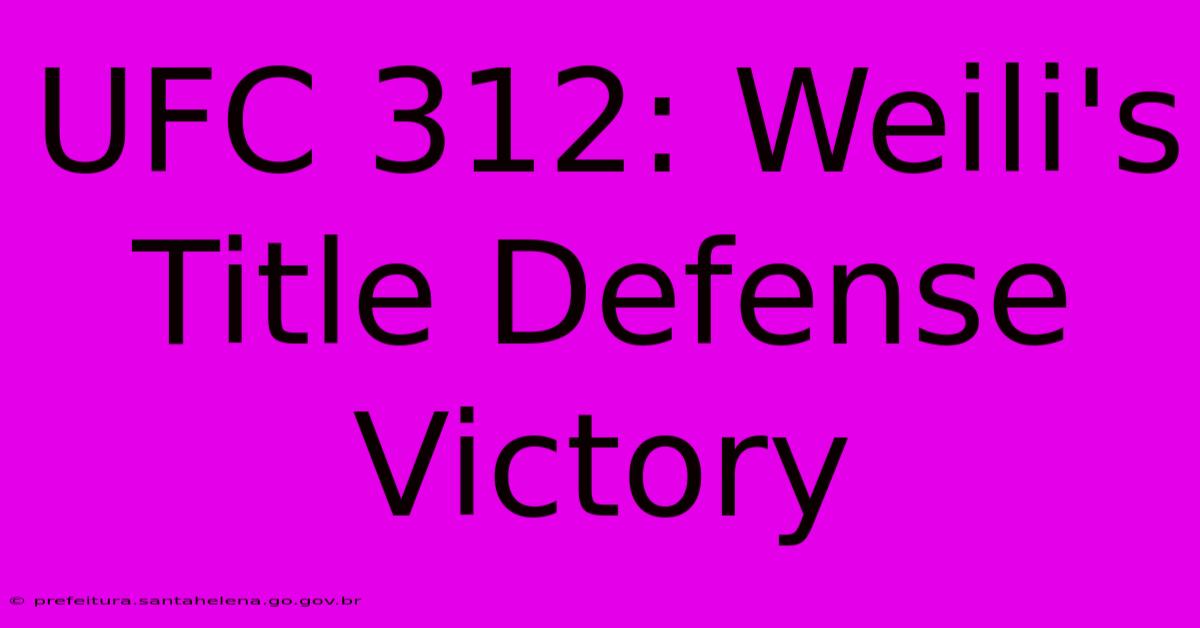 UFC 312: Weili's Title Defense Victory UFC 312: Weili's Title Defense Victory