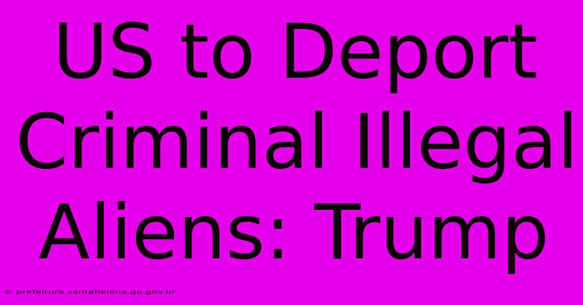 US To Deport Criminal Illegal Aliens: Trump